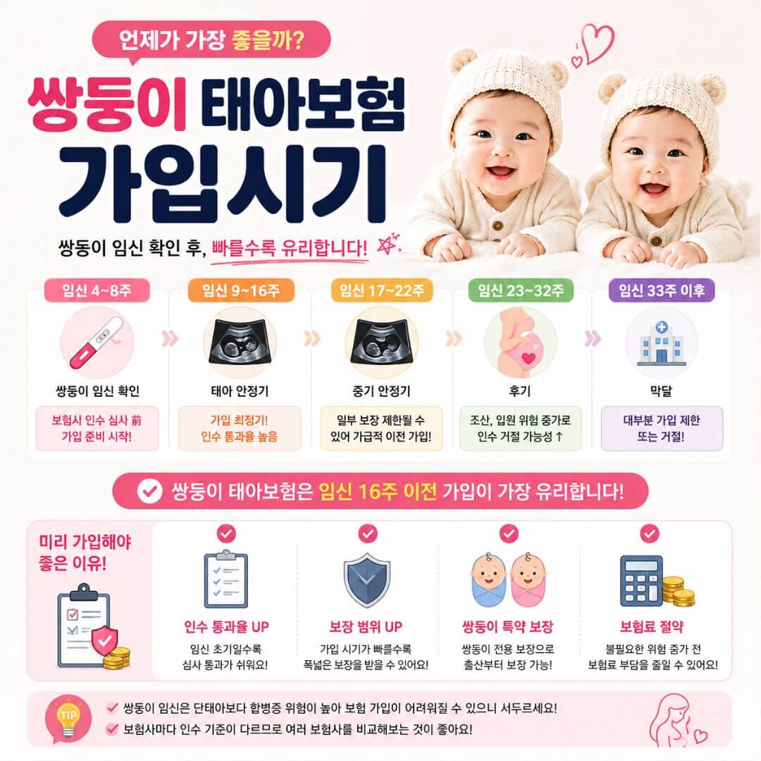 쌍둥이 태아보험 가입시기 문의